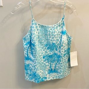 New Lilly Pulitzer Vintage Blue Jumbo Giraffe Sleeveless Top 2